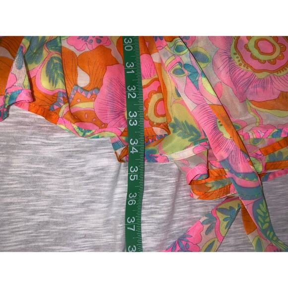 ROMANTIC RUFFLED ART DECO WING SLEEVE 1970s Vintage Dressing ROBE S / M - Picture 11 of 12